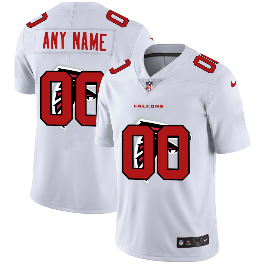 Wholesale Atlanta Falcons Custom White Men Nike Team Logo Dual Overlap Limited NFL Jersey